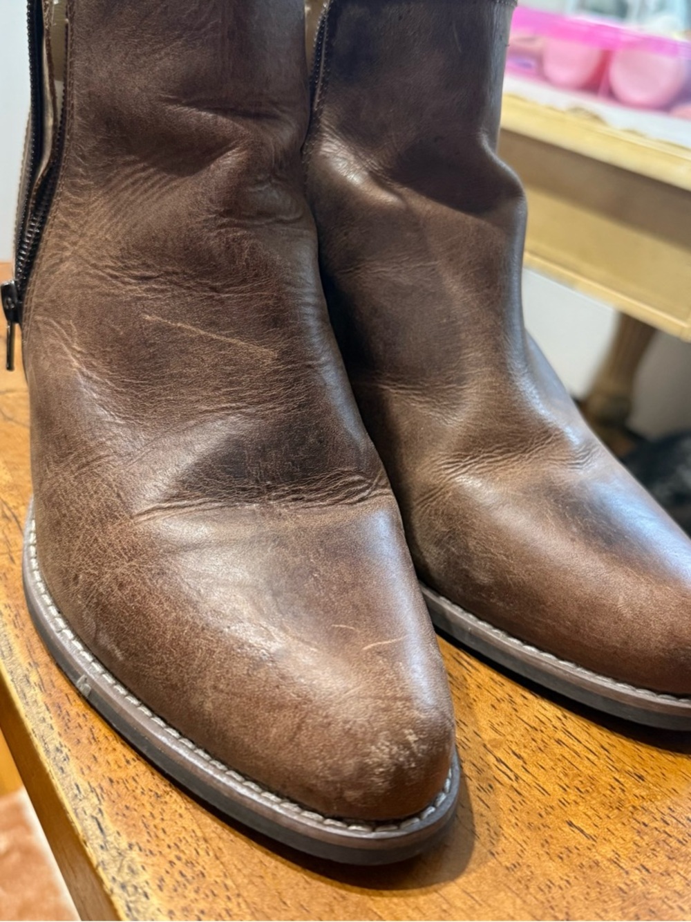 Classic Brown real leather cowgirl boots